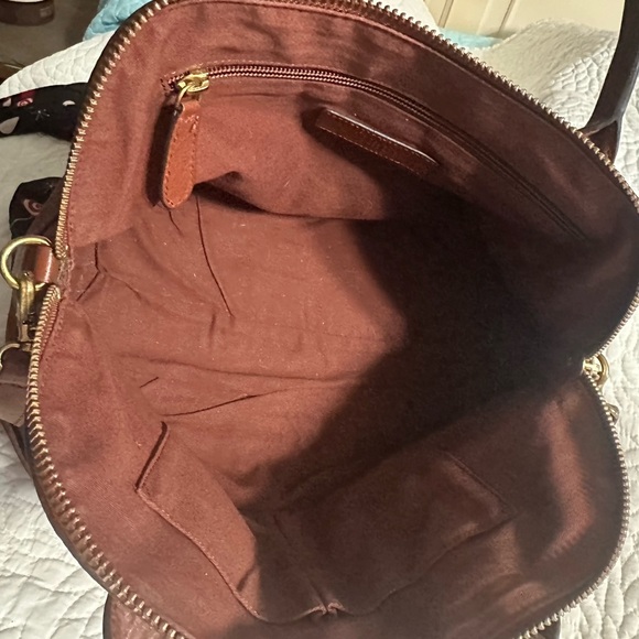 Frye Ring Dome Cognac Brown Satchel Shoulder Handbag 2 Ways to Carry *BEAUTIFUL* - Picture 6 of 16
